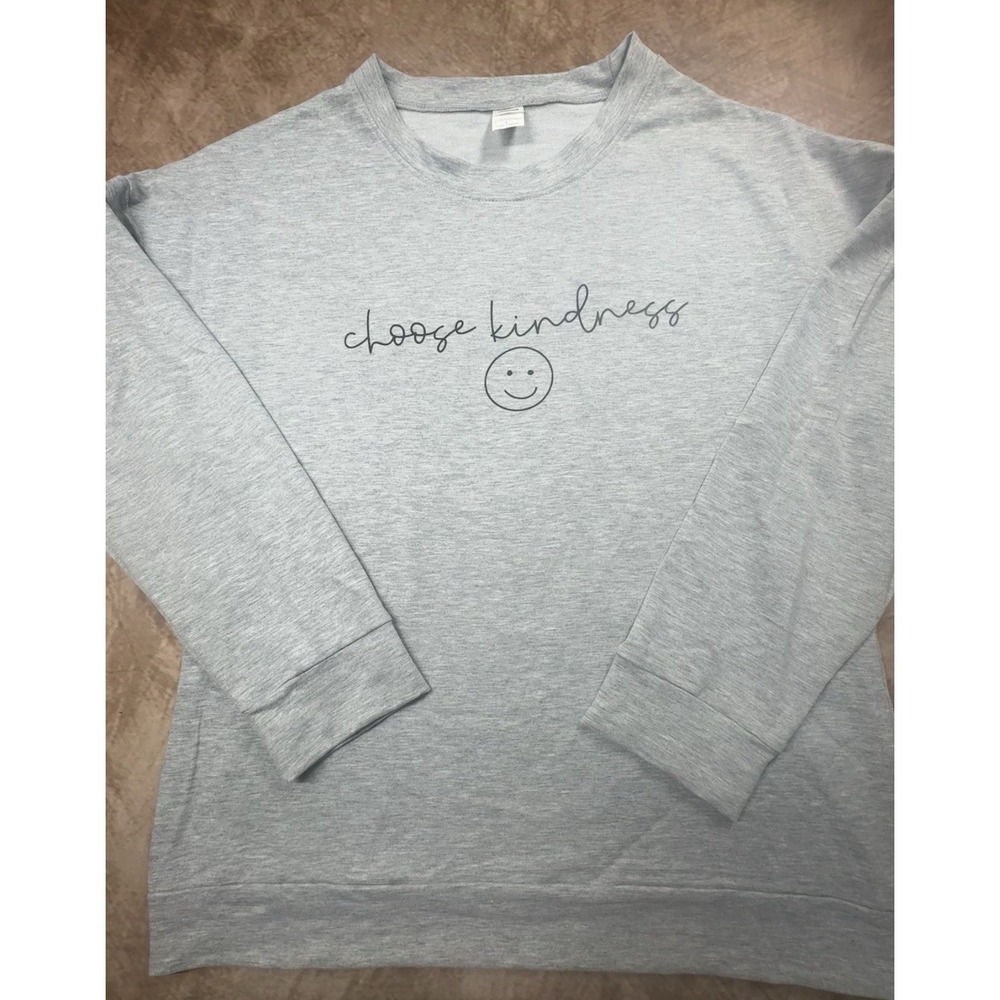 Womens Graphic Heavy weight Long sleeve Grey TShirt  Large Choose Kindness